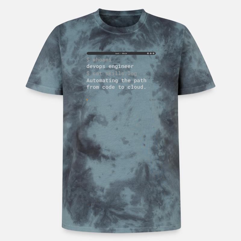 Terminal Ingénieur DevOps - Conception IT - T-shirt tie-dye premium unisexe - noir/bleu