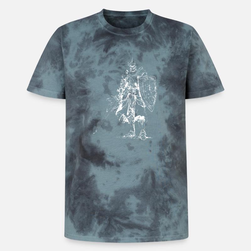 Heraldischer Ritter mit Schild - Unisex Premium Tie Dye T-Shirt - Schwarz/Blau