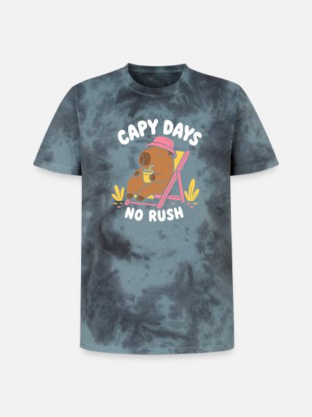 Capy Days No Rush Capybara - Unisex Premium Tie-Dye T-Shirt - Black/Blue