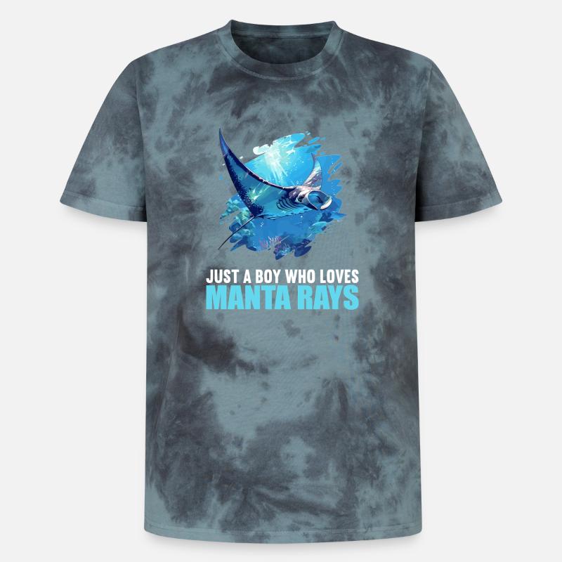 Rochen Mantarochen - Unisex Premium Tie Dye T-Shirt - Schwarz/Blau