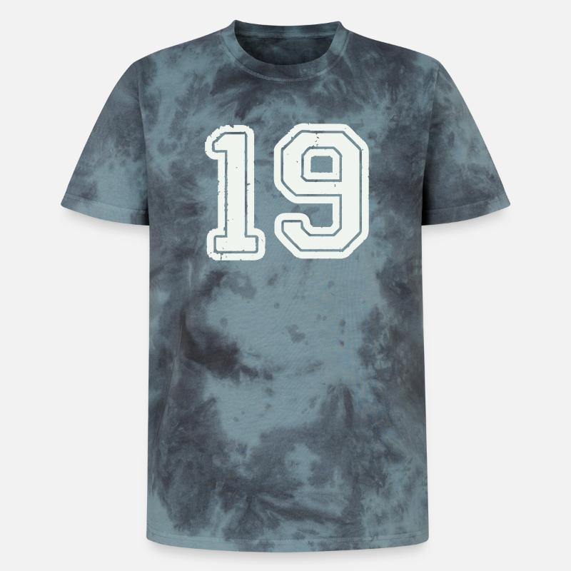 19 - T-shirt tie-dye premium unisexe - noir/bleu