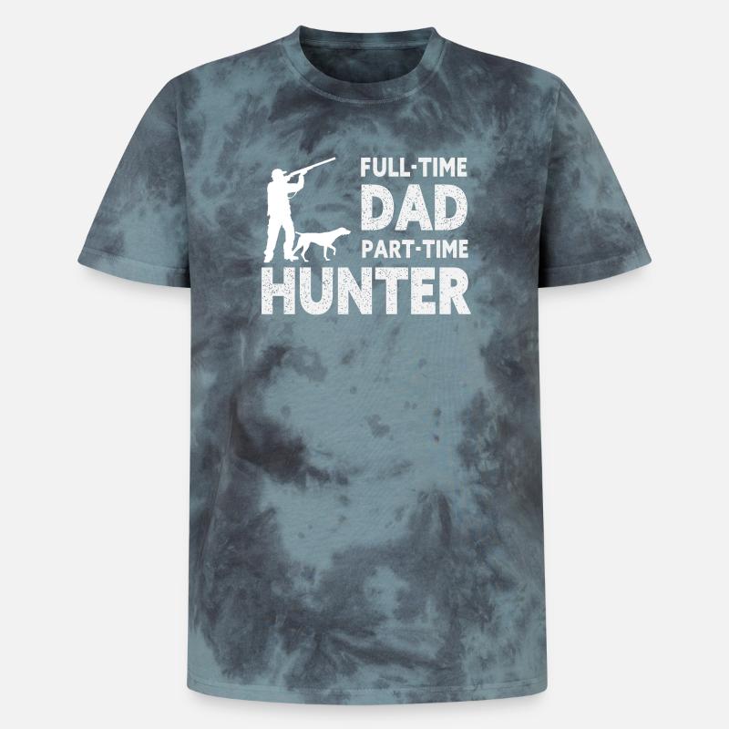Full-Time Dad Part-Time Hunter – Dad Gift - T-shirt tie-dye premium unisexe - noir/bleu