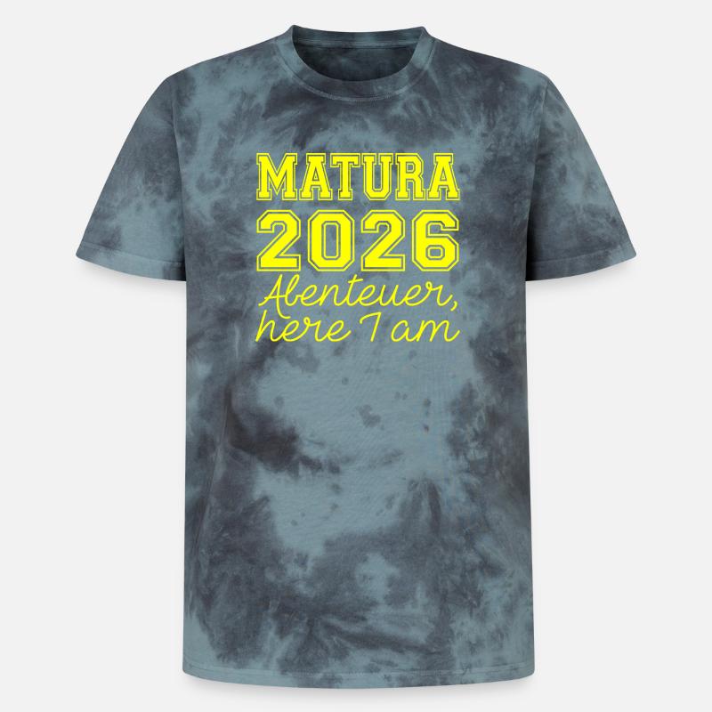 Matura 2026 Spruch - T-shirt tie-dye premium unisexe - noir/bleu