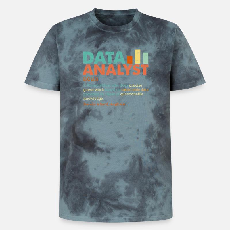 Data Analyst Retro Farbblöcke - Unisex Premium Tie Dye T-Shirt - Schwarz/Blau