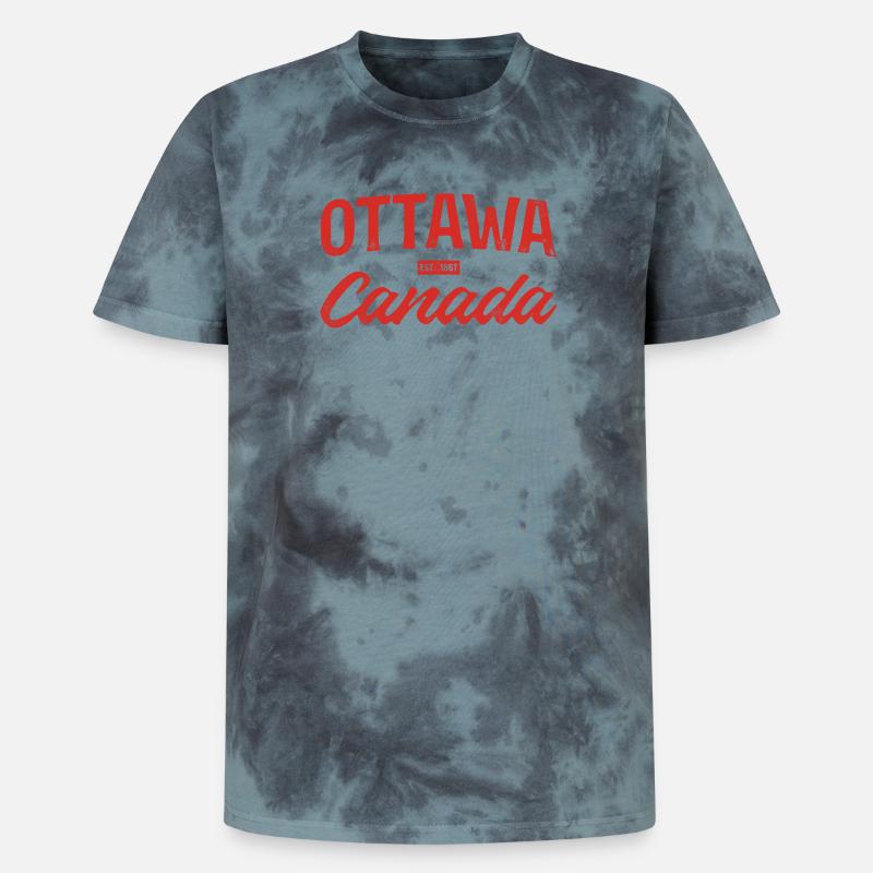 Ottawa Kanada Retro Script Rot - Unisex Premium Tie Dye T-Shirt - Schwarz/Blau