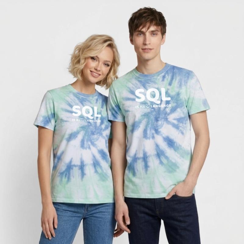 Celestial Code Pattern on Dark Background Unisex Premium Tie-Dye T-Shirt