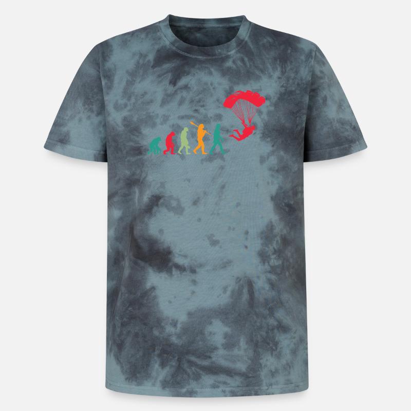 Fallschirm Evolution Fallschirmspringer - Unisex Premium Tie Dye T-Shirt - Schwarz/Blau