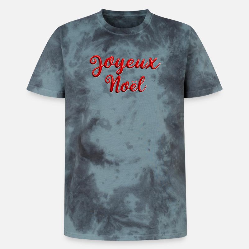 Joyeux Noël Script Rouge - T-shirt tie-dye premium unisexe - noir/bleu