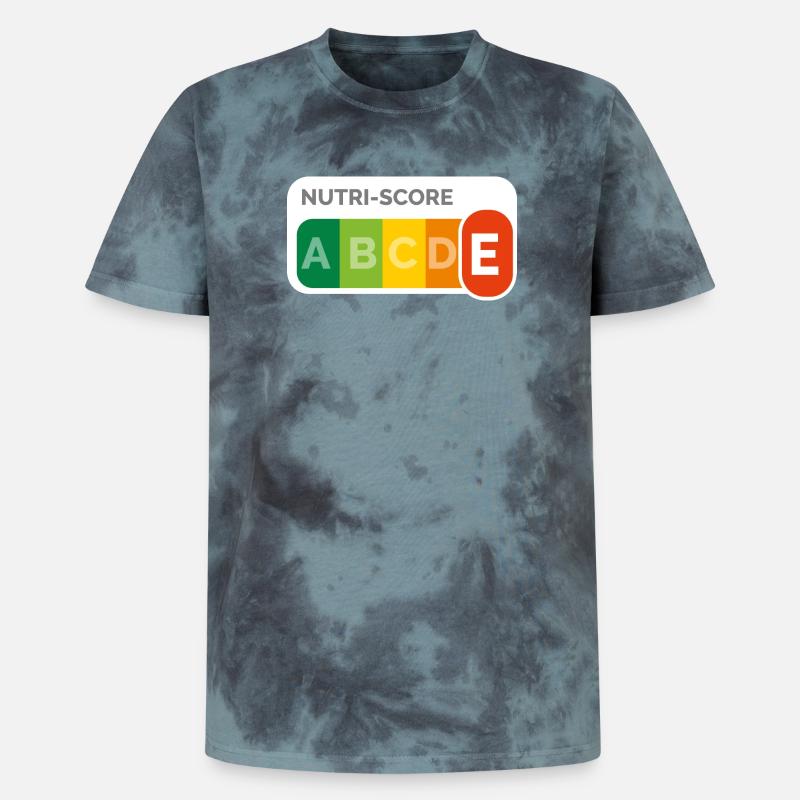 Nutri score E - T-shirt tie-dye premium unisexe - noir/bleu