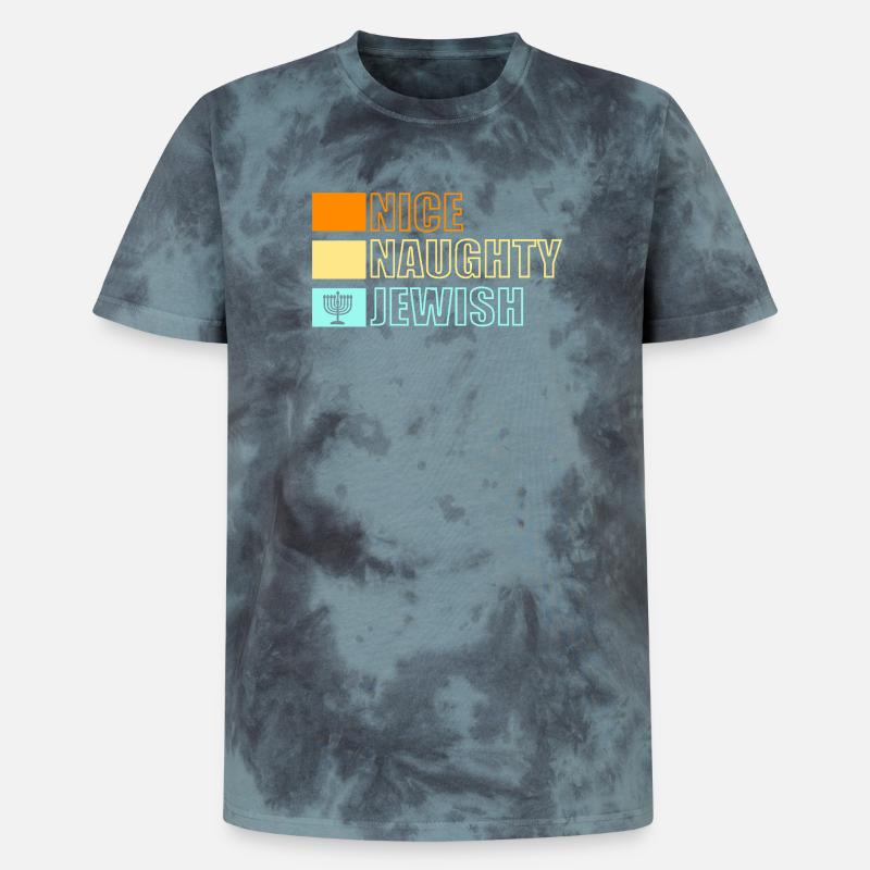 Hanoukka Hanoukka Hanoucca - T-shirt tie-dye premium unisexe - noir/bleu