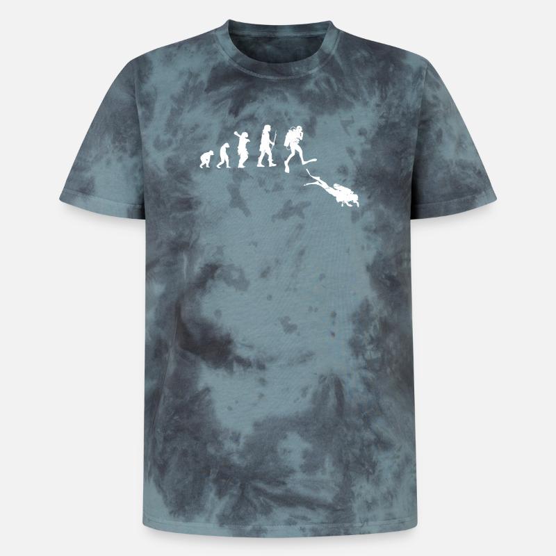 Illustration de l’évolution du progrès humain - T-shirt tie-dye premium unisexe - noir/bleu