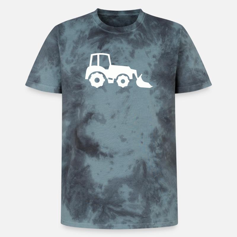 Traktor Silhouette Frontlader - Unisex Premium Tie Dye T-Shirt - Schwarz/Blau