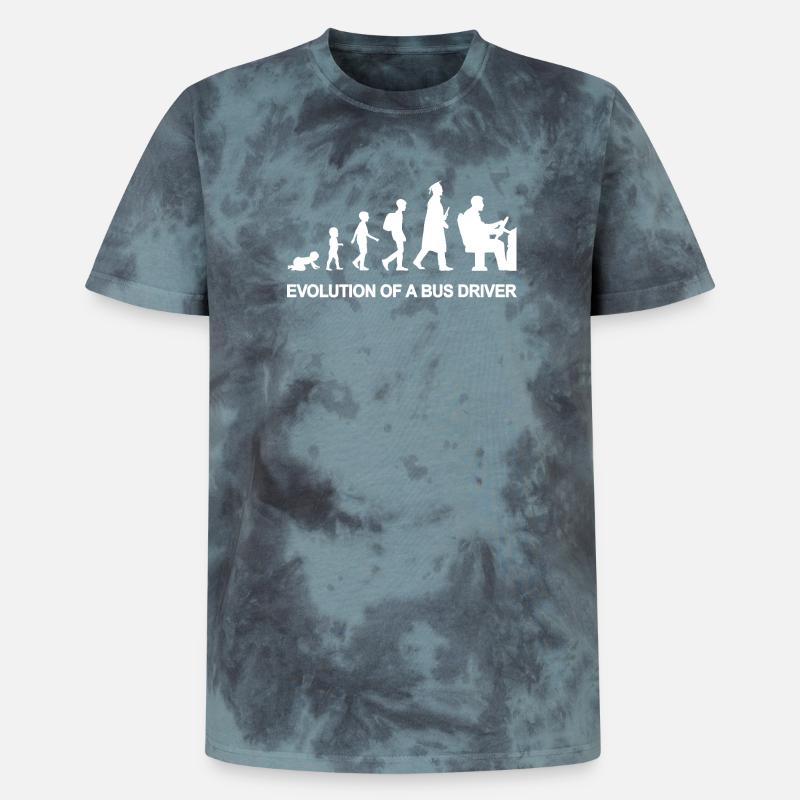 Évolution d’un chauffeur de bus - T-shirt tie-dye premium unisexe - noir/bleu