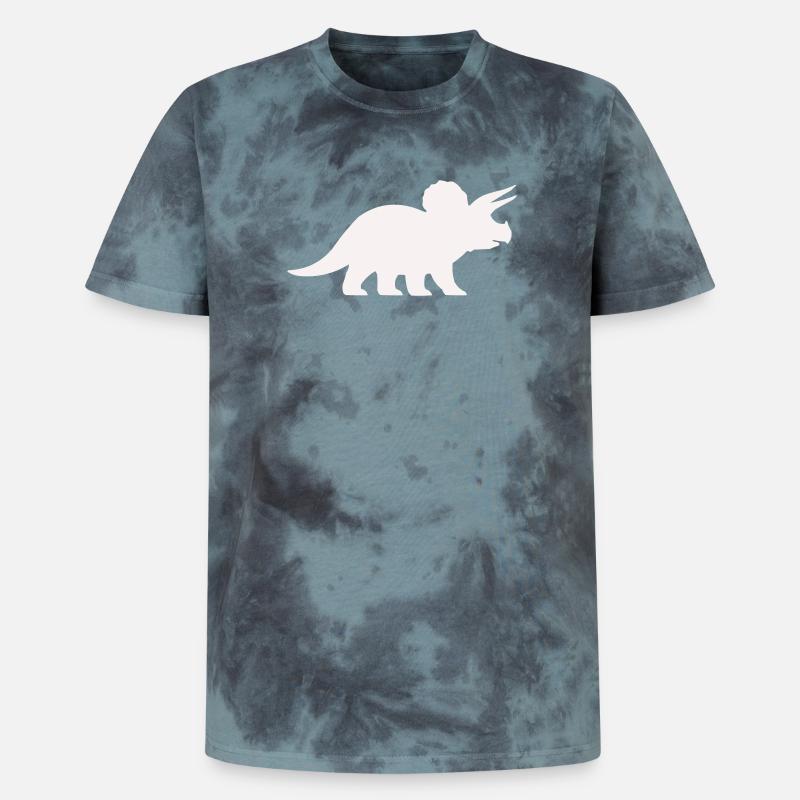 Triceratops Silhouette – Minimal Dino - Unisex Premium Tie-Dye T-Shirt - Black/Blue