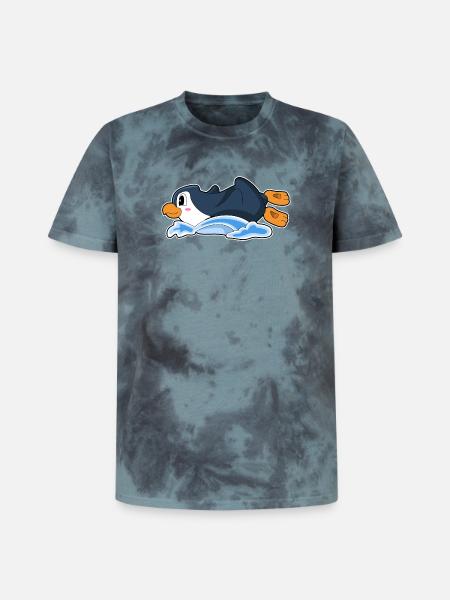 Lustiger Pinguin  - Unisex Premium Tie Dye T-Shirt - Schwarz/Blau