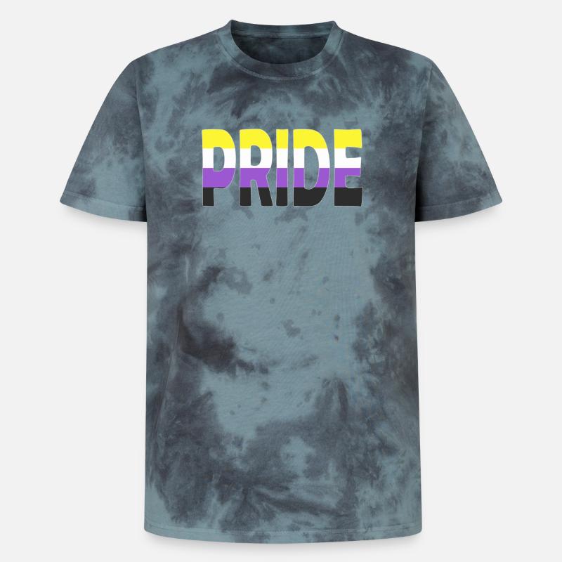Pride Schriftzug Non-Binary Nichtbinär LGBTQ - Unisex Premium Tie Dye T-Shirt - Schwarz/Blau