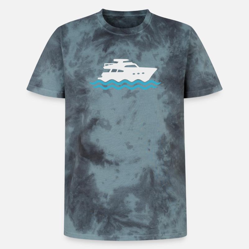 Yacht Silhouette Motorboot - Unisex Premium Tie Dye T-Shirt - Schwarz/Blau