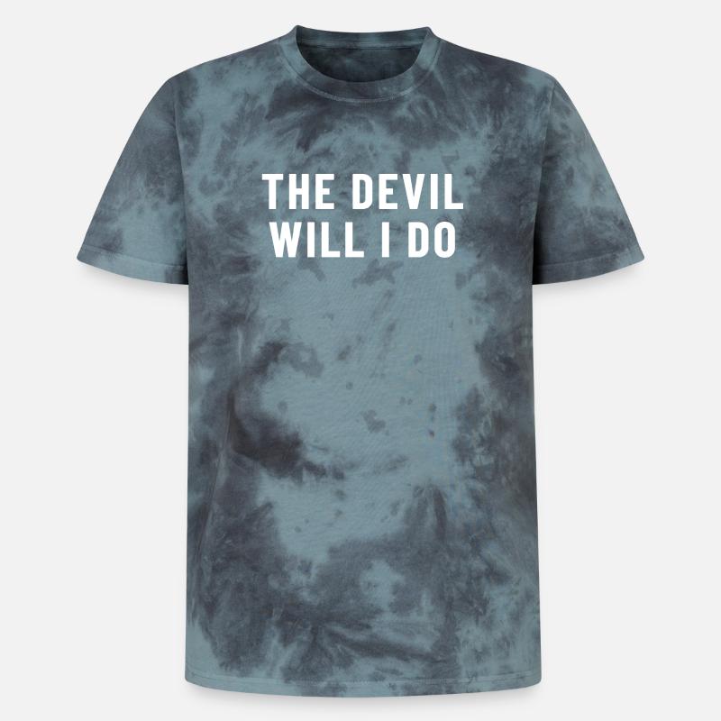 The Devil Will I Do Denglish - Unisex Premium Tie Dye T-Shirt - Schwarz/Blau
