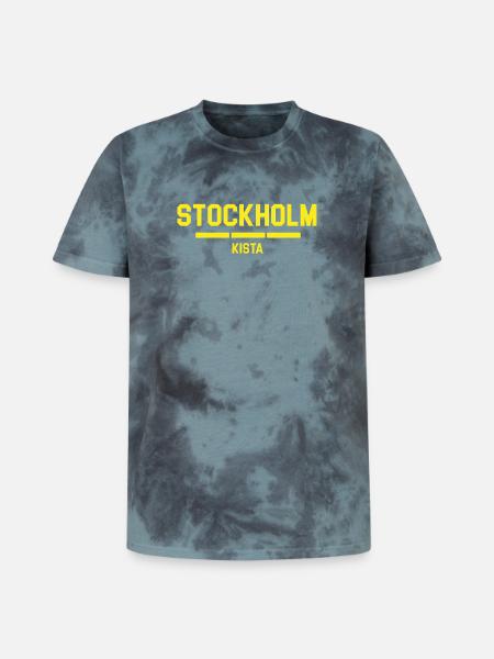 T-Shirt mit Stockholmer Sarg-Design - Unisex Premium Tie Dye T-Shirt - Schwarz/Blau