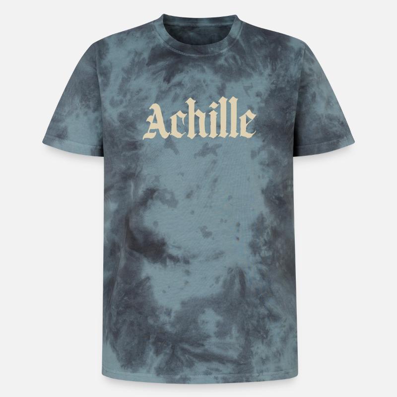 Achille Gothic script - Unisex Premium Tie-Dye T-Shirt - Black/Blue