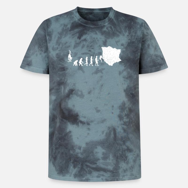 Silhouette de l’évolution à l’aventure - T-shirt tie-dye premium unisexe - noir/bleu