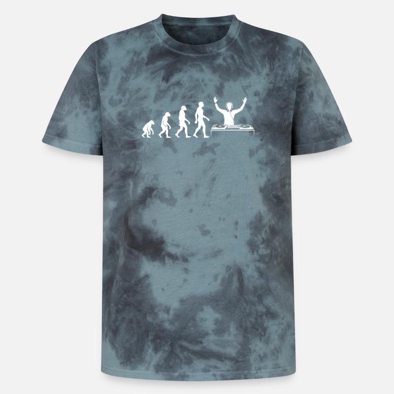 Evolution zum DJ mit Turntable - Unisex Premium Tie Dye T-Shirt - Schwarz/Blau