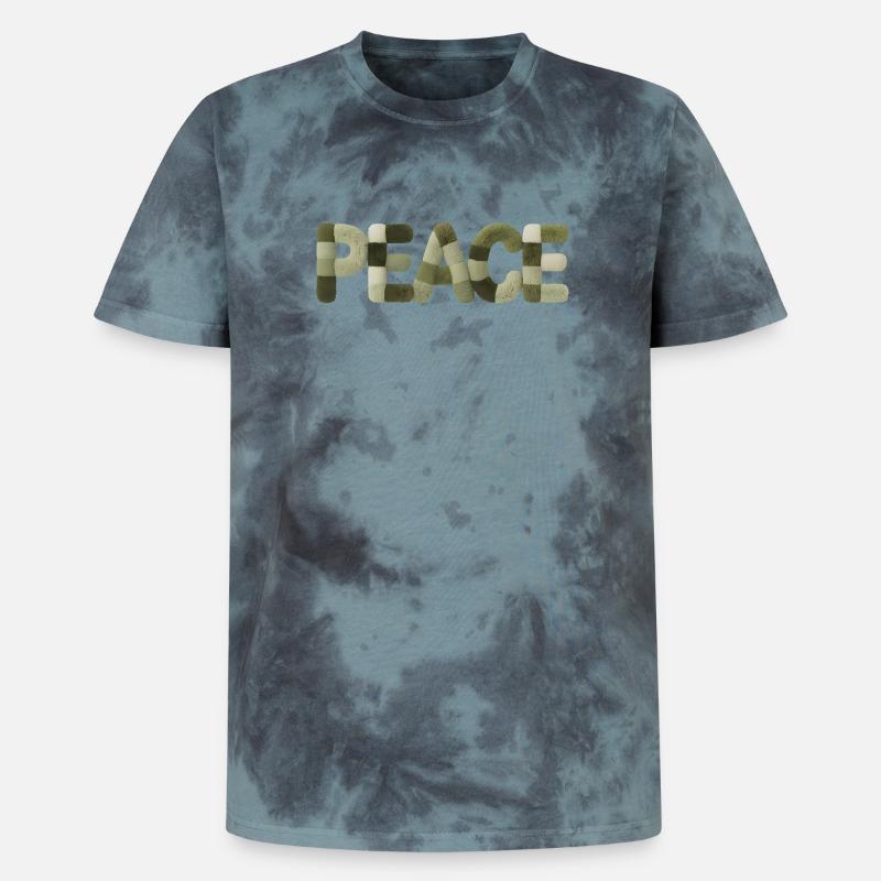 Modern Patchwork Peace Style Sticker - Unisex Premium Tie Dye T-Shirt - Schwarz/Blau
