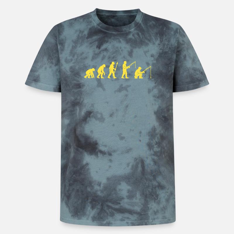 Fishing Evolution Path Design - Unisex Premium Tie-Dye T-Shirt - Black/Blue