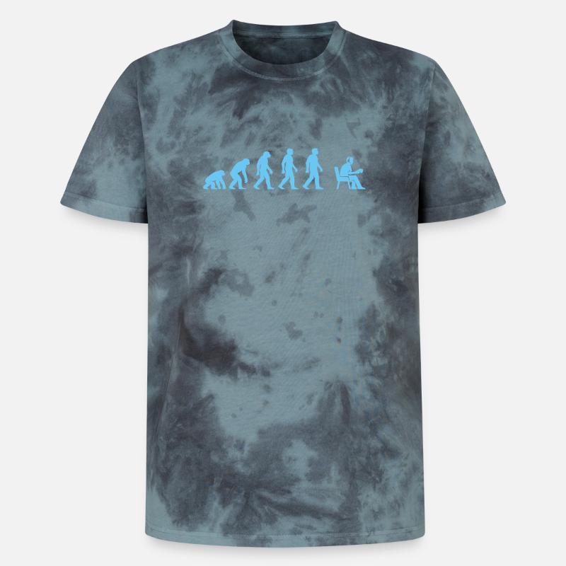 Evolution to office work - Unisex Premium Tie-Dye T-Shirt - Black/Blue