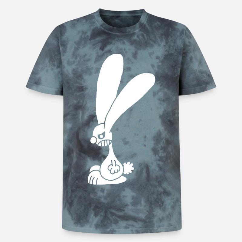 Grumpy White Rabbit - Unisex Premium Tie-Dye T-Shirt - Black/Blue