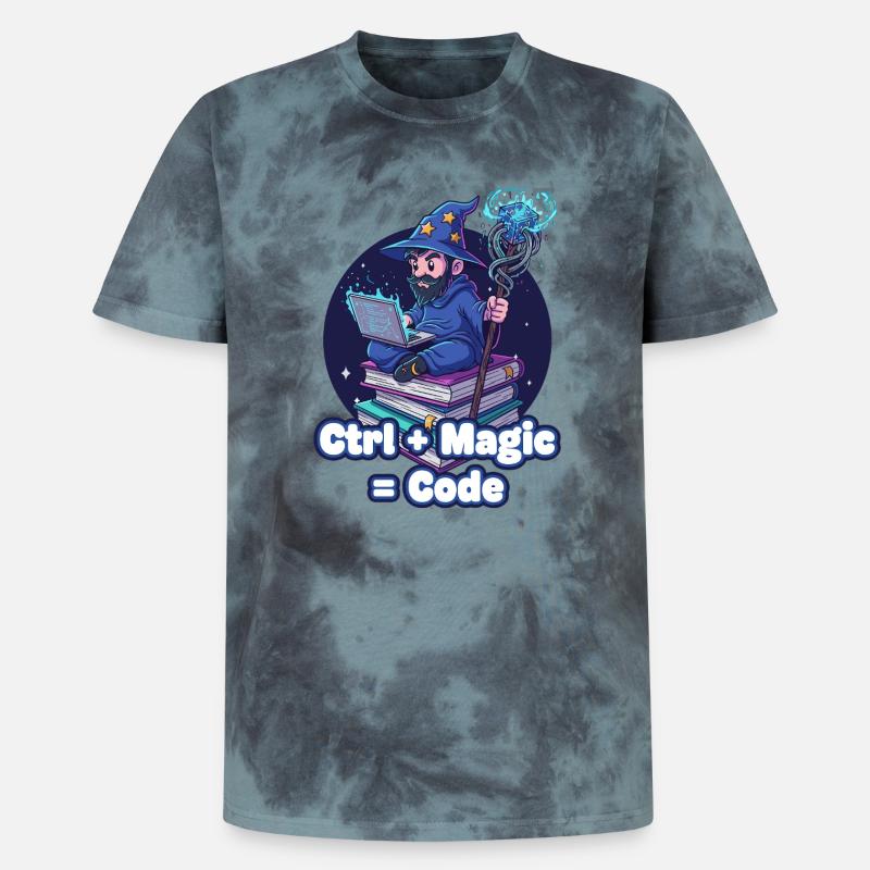 Ctrl Magic Code Zauberer - Unisex Premium Tie Dye T-Shirt - Schwarz/Blau