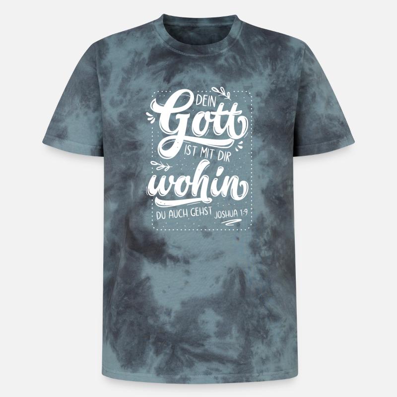 Dein Gott Ist Mit Dir - Unisex Premium Tie Dye T-Shirt - Schwarz/Blau