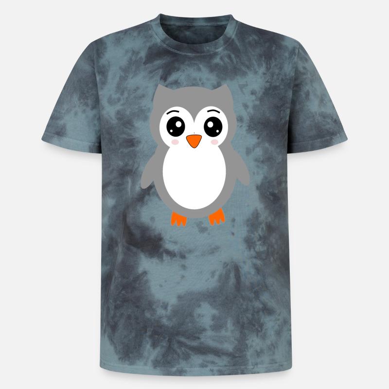 graue Eule - Unisex Premium Tie Dye T-Shirt - Schwarz/Blau