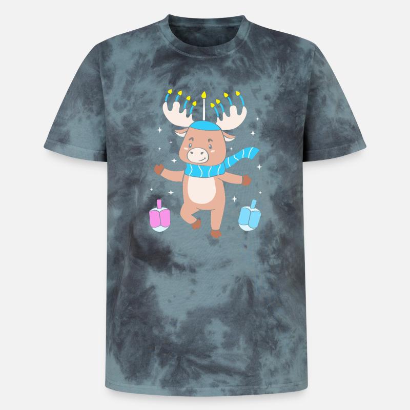 Hanoukka Hanoukka Hanoucca - T-shirt tie-dye premium unisexe - noir/bleu