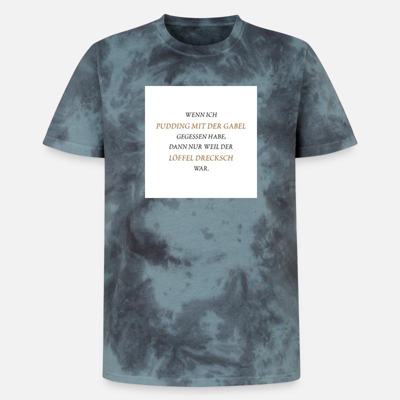 Pudding mit der Gabel - Unisex Premium Tie Dye T-Shirt - Schwarz/Blau