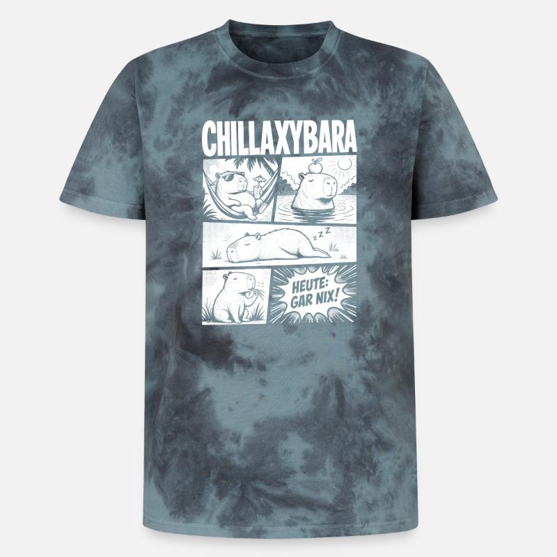 Chillax Capybara Relax Comic Design - Unisex Premium Tie Dye T-Shirt - Schwarz/Blau
