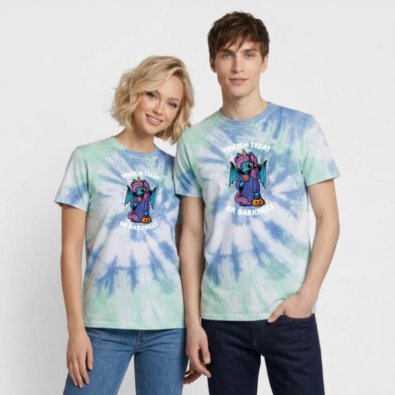 Dunkles süßes Einhorn - Süßes oder Saures oder Dunkelheit Unisex Premium Tie Dye T-Shirt