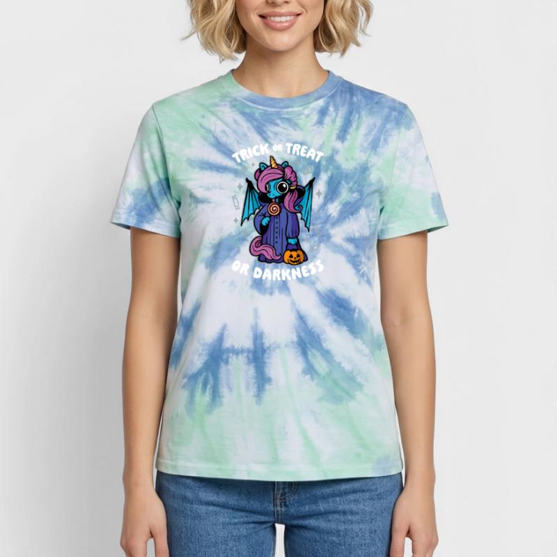 Dunkles süßes Einhorn - Süßes oder Saures oder Dunkelheit Unisex Premium Tie Dye T-Shirt