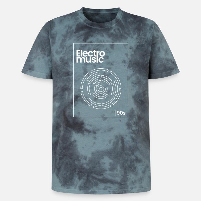 Electro Maze 90er Techno Tee - Unisex Premium Tie Dye T-Shirt - Schwarz/Blau