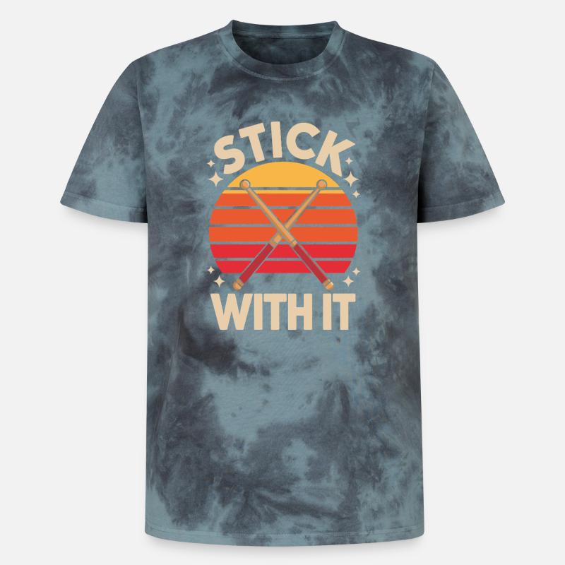 Reste persévérant batteur qui dit rétro - T-shirt tie-dye premium unisexe - noir/bleu