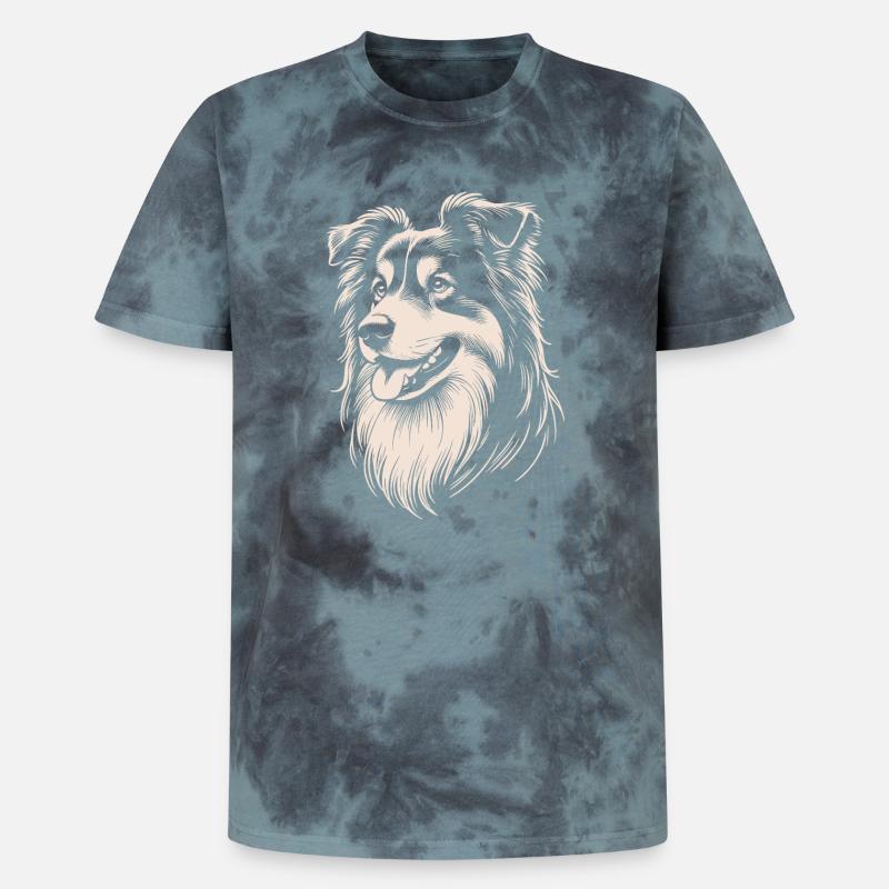 Australian Shepherd Eigenschaften - Unisex Premium Tie Dye T-Shirt - Schwarz/Blau