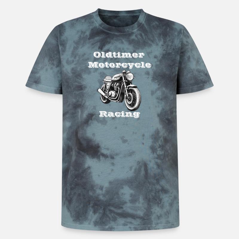 Oldtimer Motorcycle Racing white - Unisex Premium Tie-Dye T-Shirt - Black/Blue