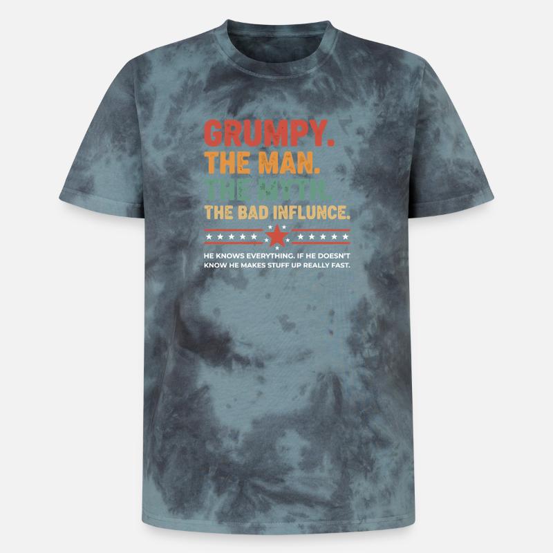 Grumpy – Die Legende & der schlechte Einfluss - Unisex Premium Tie Dye T-Shirt - Schwarz/Blau