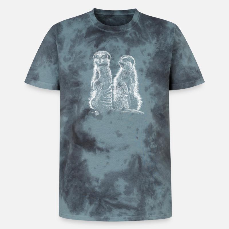 Erdmännchen - Unisex Premium Tie Dye T-Shirt - Schwarz/Blau