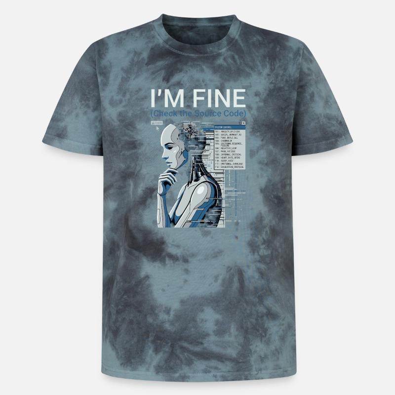Consultez le code source - T-shirt tie-dye premium unisexe - noir/bleu