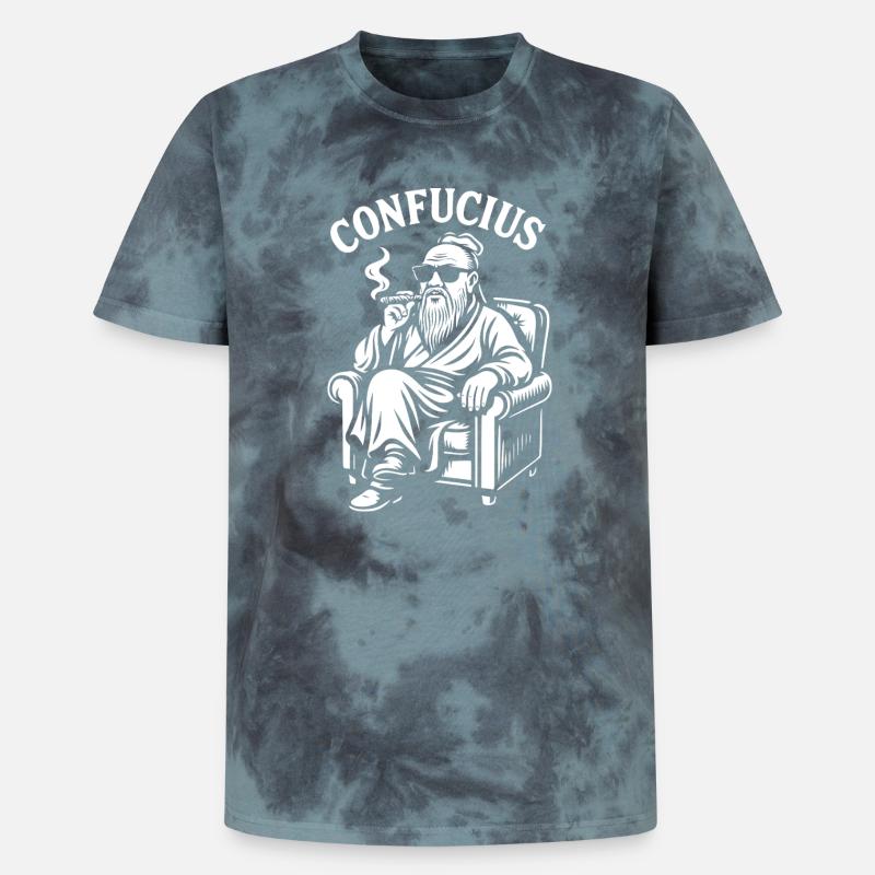 Konfuzius Lounge Bart Zigarre - Unisex Premium Tie Dye T-Shirt - Schwarz/Blau