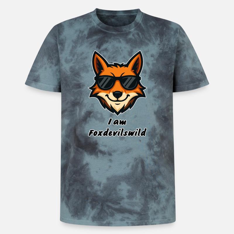 Foxdevilswild - I am Foxdevilswild - be cool - Unisex Premium Tie Dye T-Shirt - Schwarz/Blau