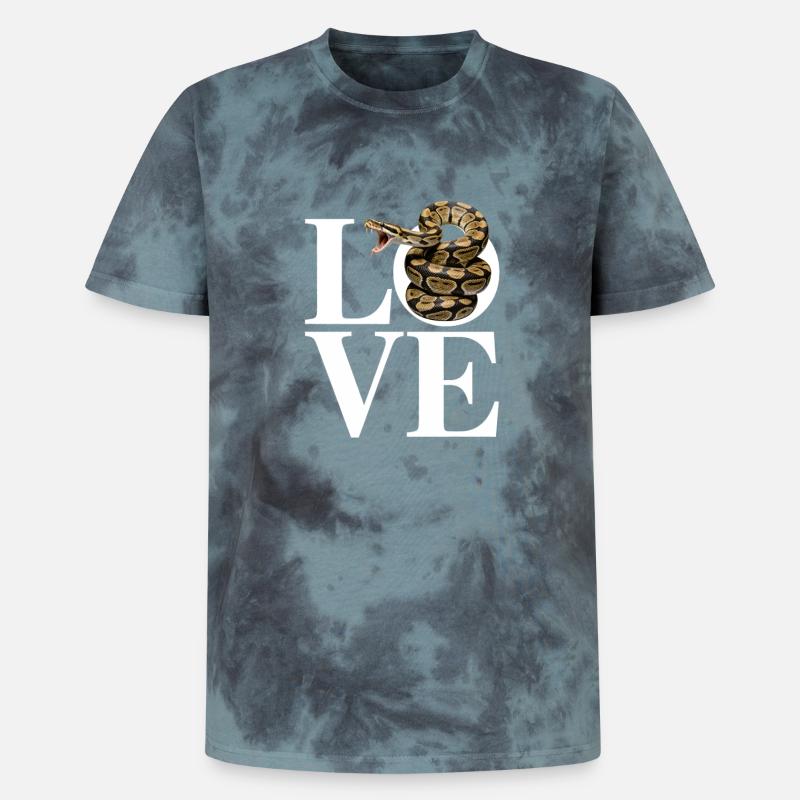 Königspython Schlangen LOVE Terrarium Python - Unisex Premium Tie Dye T-Shirt - Schwarz/Blau