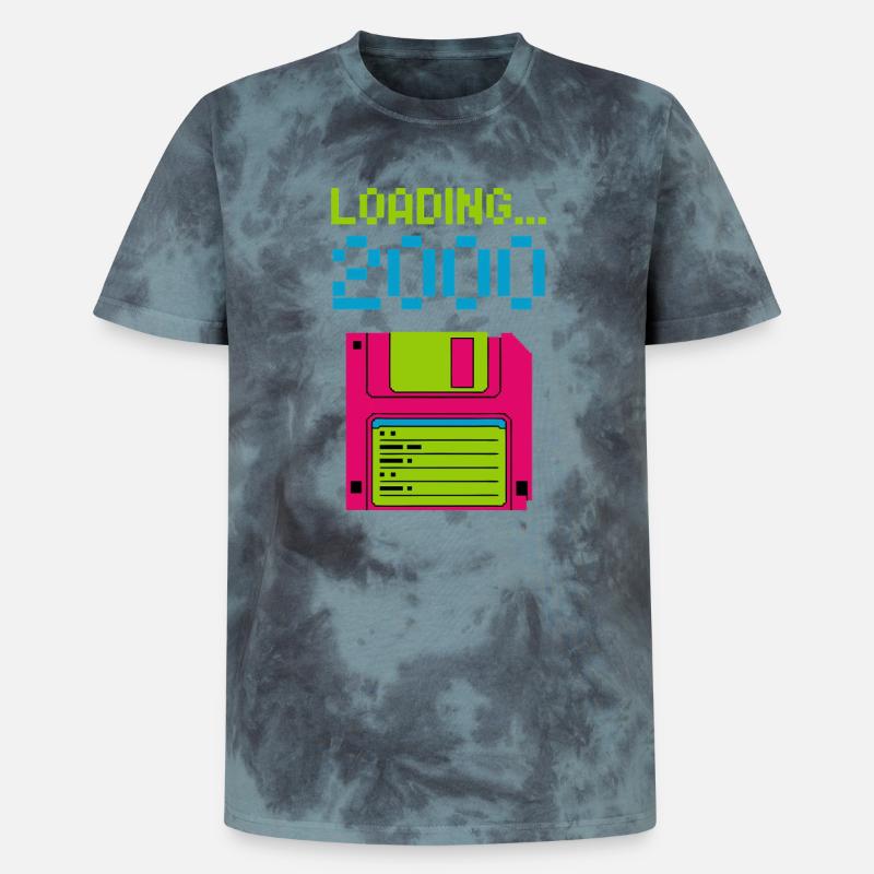 Loading 2000 Disketten-Design Retro Pixel Design - Unisex Premium Tie Dye T-Shirt - Schwarz/Blau