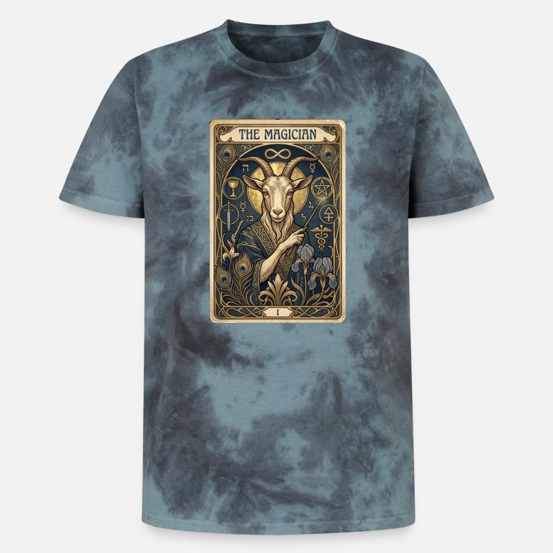 La chèvre, le magicien - T-shirt tie-dye premium unisexe - noir/bleu